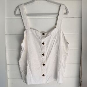 J Crew Linen Button Front Wide Strap Tank Size 2X